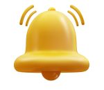 3d notification bell realistic icon isolated on white background. Vector Social Media element.